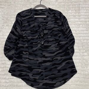Torrid Black and Gray Camouflage Blouse